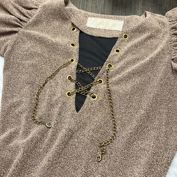 SOLD Jen's Pirate Booty NWOT Metallic Atomic Maxi Dress in Champagne Size M - Picture 8 of 14